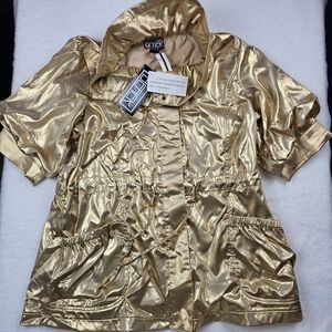 NWT Vintage Berek 2 Metallic Gold Jacket Large Party Layer Cinch